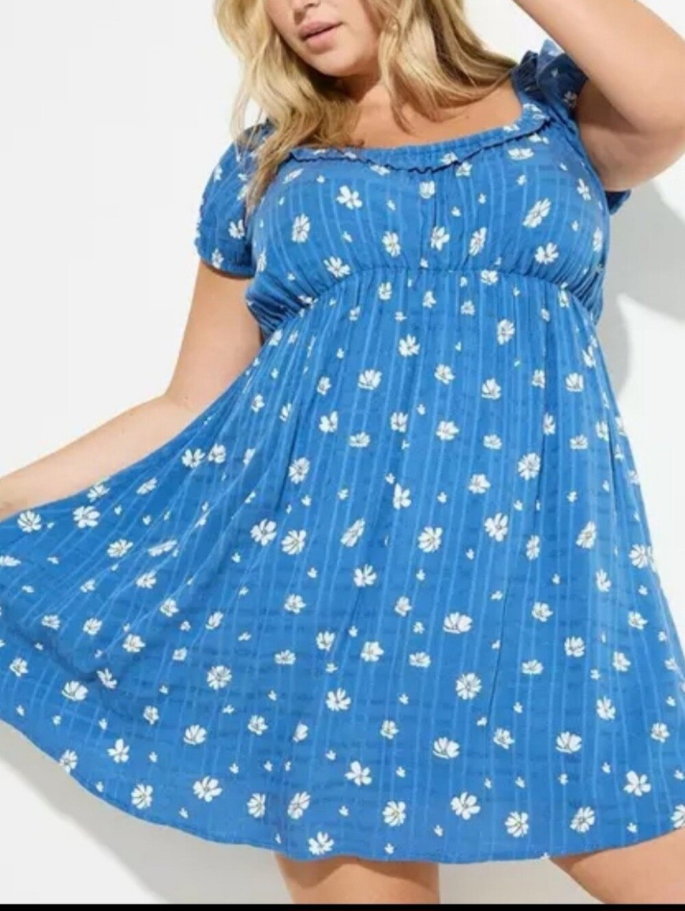 Torrid Love Sick Blue Floral Smocked Short-Sleeve Casual Dress NWT 0X